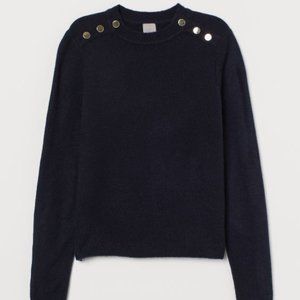 H&M Fine Knit Sweater Dark Blue XXL